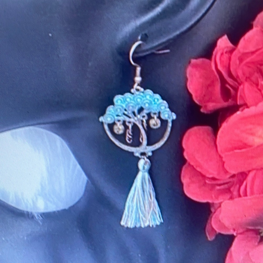 Elegant Blue Tassel Earrings